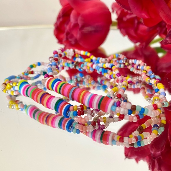 Pair Of Colorful Silicone Beaded Friendship Bracelets - Picture 2 of 9